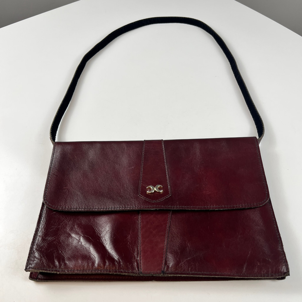 Vintage Grand Prix leather clutch shoulder bag brown